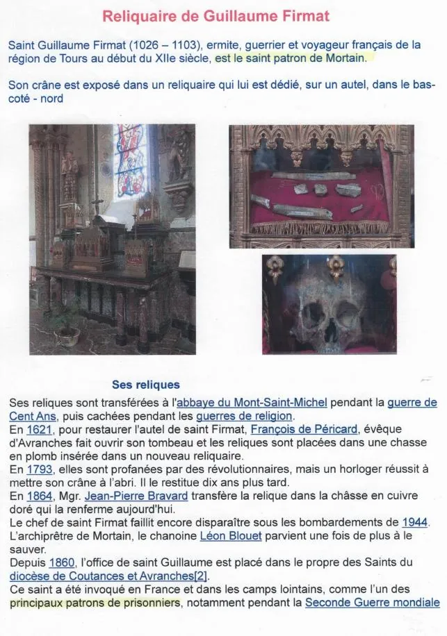 Le reliquaire de saint Guillaume Firmat